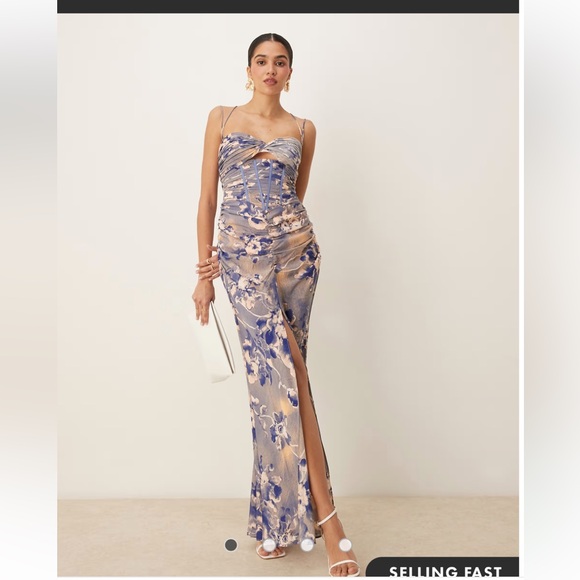 NEW WITHOUT TAGS‎ ASOS RUCHED CORSET MAXI DRESS - Picture 1 of 14